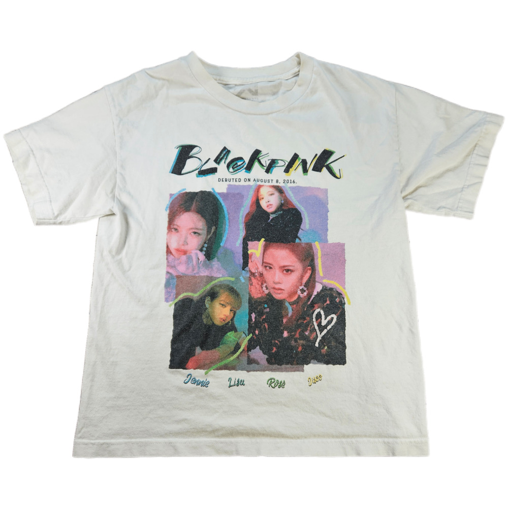 BLACKPINK K-Pop Band Graphic Crew Neck T-Shirt Men's White Small Cotton